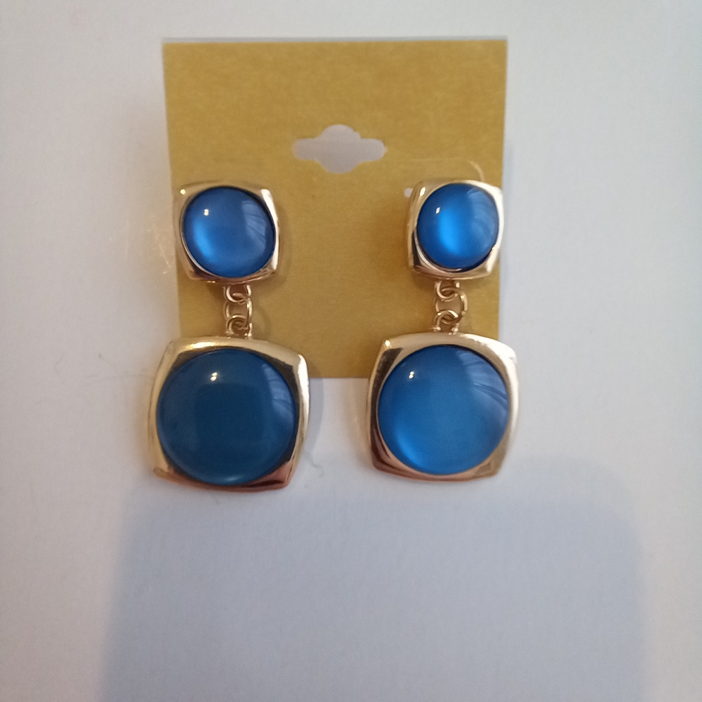 Elegant Blue and Gold Earrings